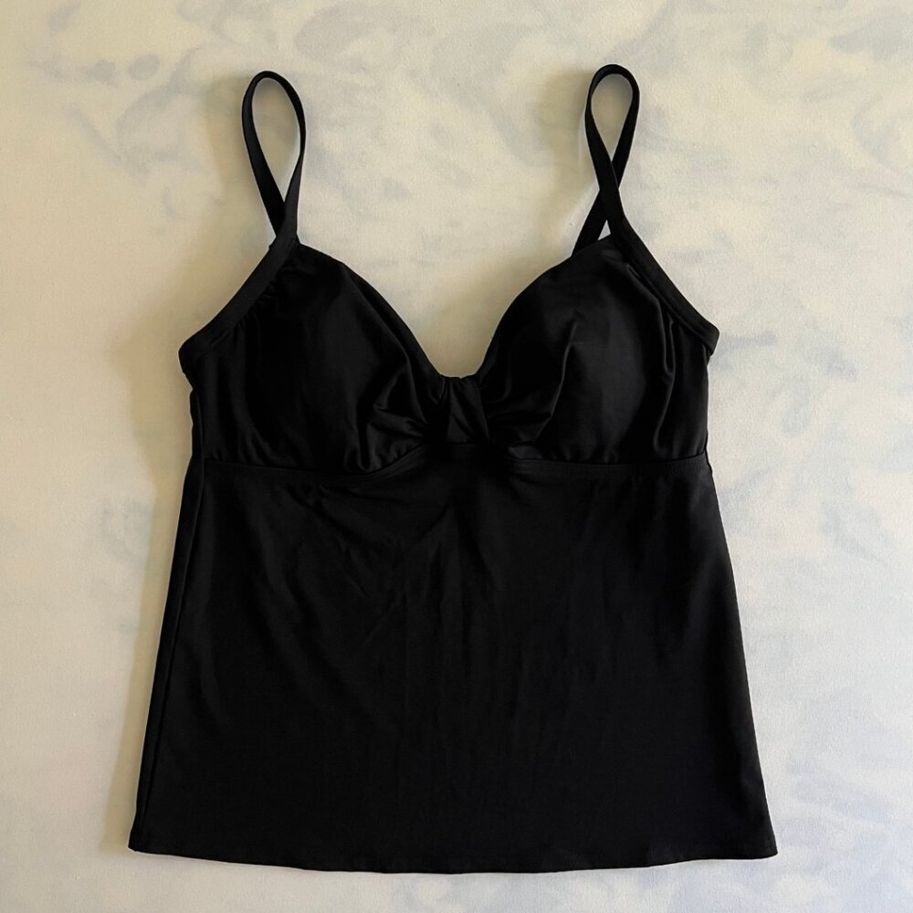 Lands' End Black Spandex Swim Tankini Top